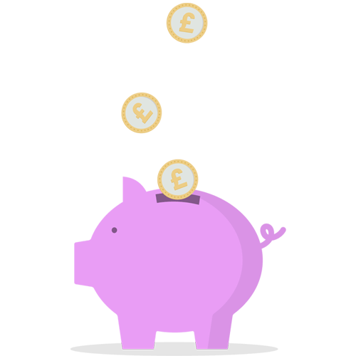 cartoon piggy bank with coins