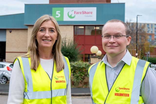 usan Allen, chief executive of Yorkshire Building Society with Jonathan Williams, chief executive of FareShare Yorkshire