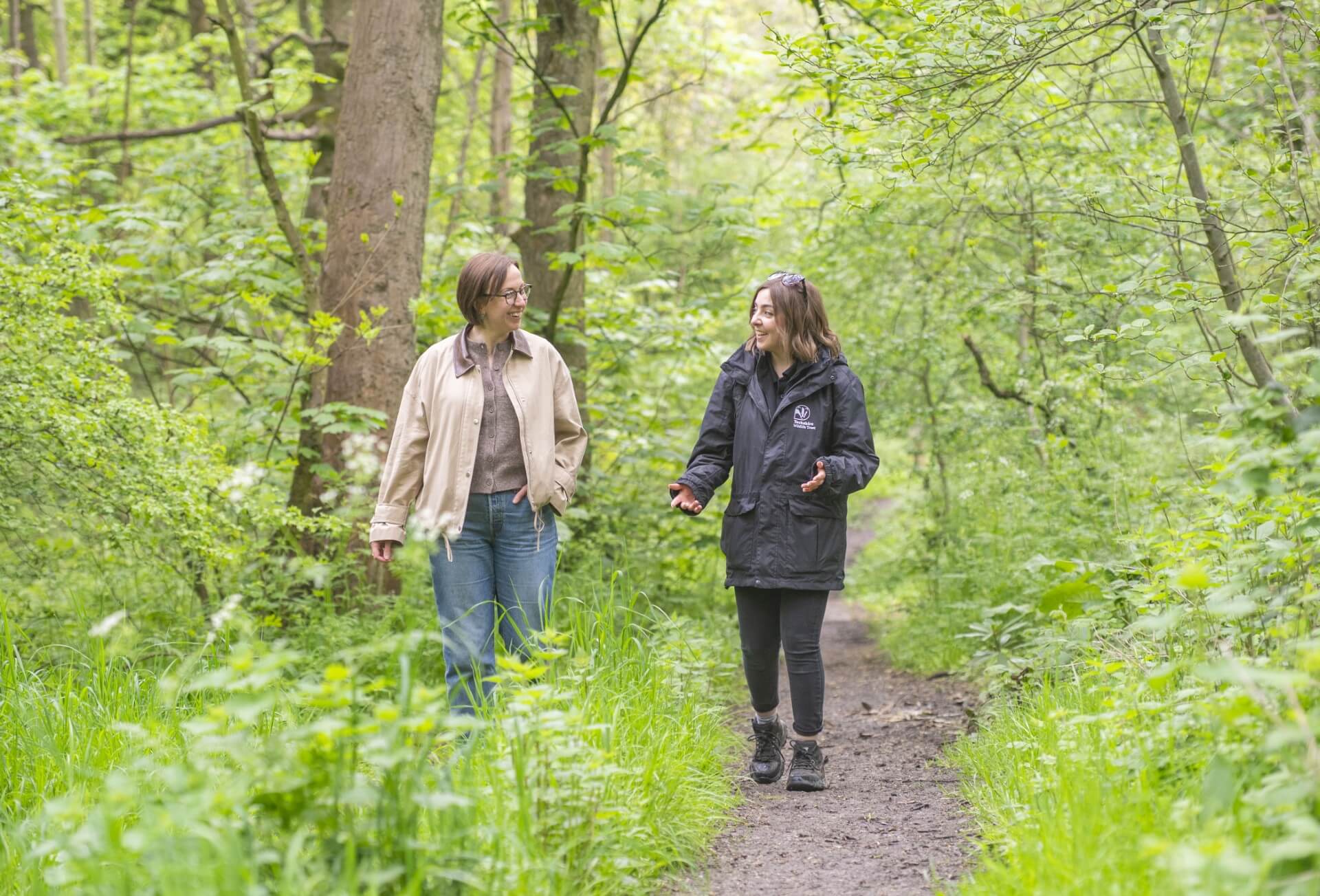 Kate Livesey and Gabrielle Cruttenden assess the woodland at Yorkshire Drive 