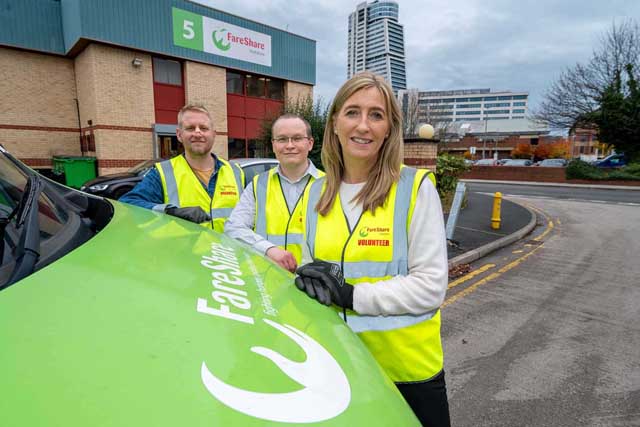 Kris Gibbon-Walsh, CEO of FareShare UK, Jonathan Willams, CEO of FareShare Yorkshire and Susan Allen, chief executive of Yorkshire Building Society