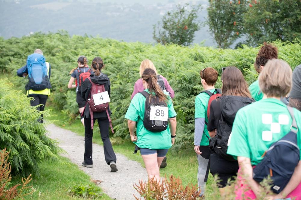 YBS colleagues setting off on a charity walk 