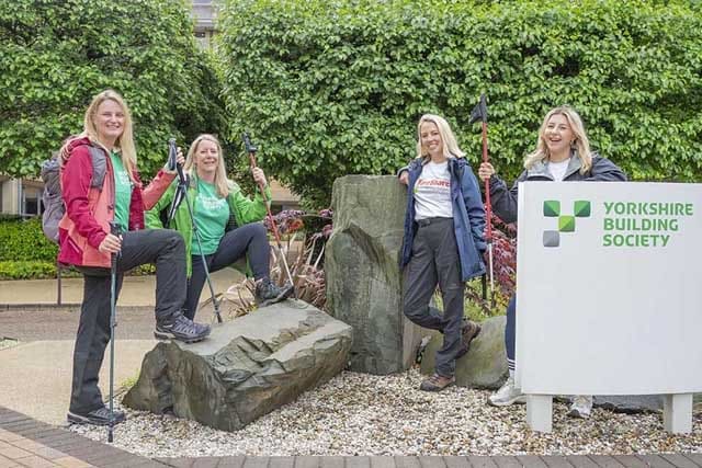 Colleagues from Yorkshire Building Society with colleagues from FareShare in walking gear 