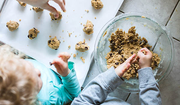 two people baking