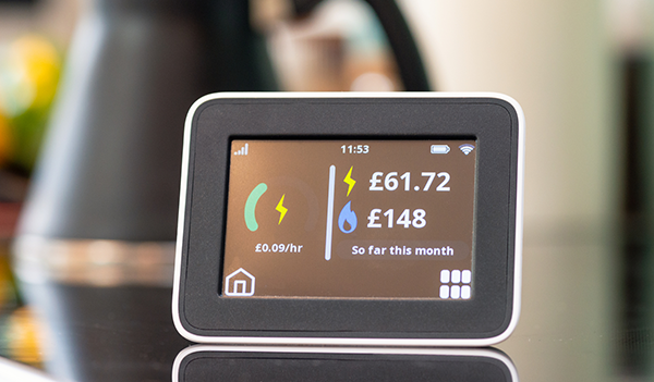 Smart meter on kitchen worktop