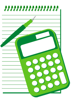 calculator and notepad cartoon