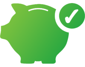 piggy bank with tick graphic