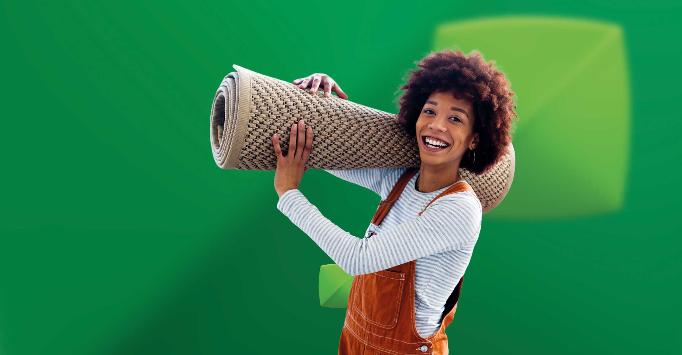 Woman with carpet