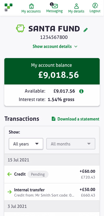 new account snapshot