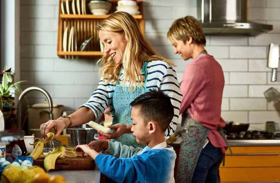 Family in kitchen