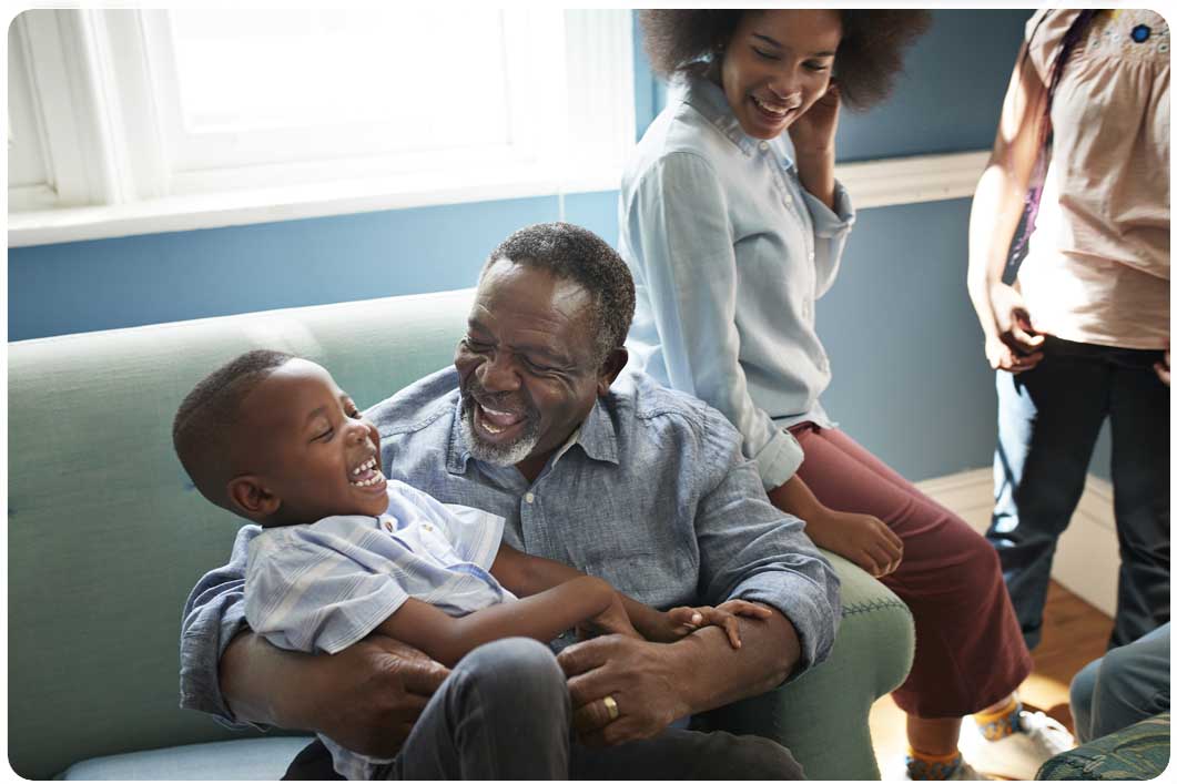 Happy man with family