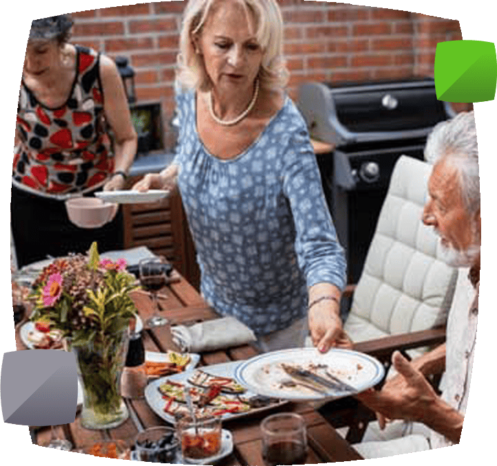 Friends finishing a meal