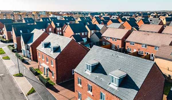 Aerial view of houses
