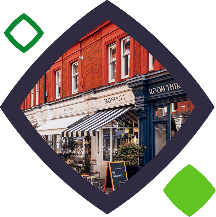 Row of shops in squircle