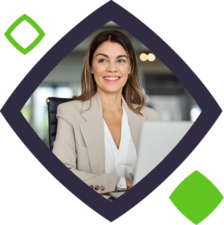 smiling business woman with laptop