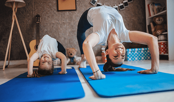 two girls yoga